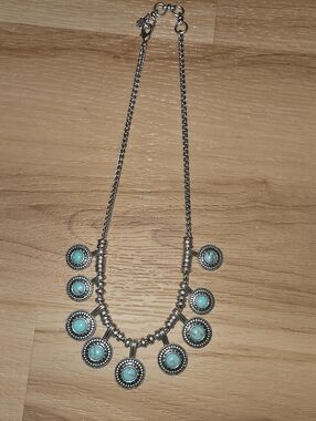 🌴Lucky Brand Silver-Tone Turquoise Pendant Statement Necklace - Women Jewelry
